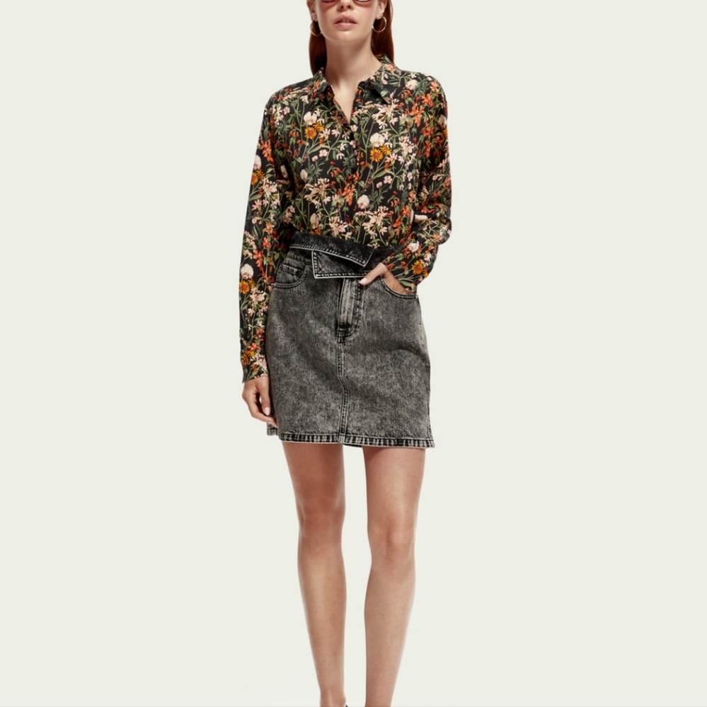 Scotch & Soda denim fold-over waist mini skirt size XL (30/31)